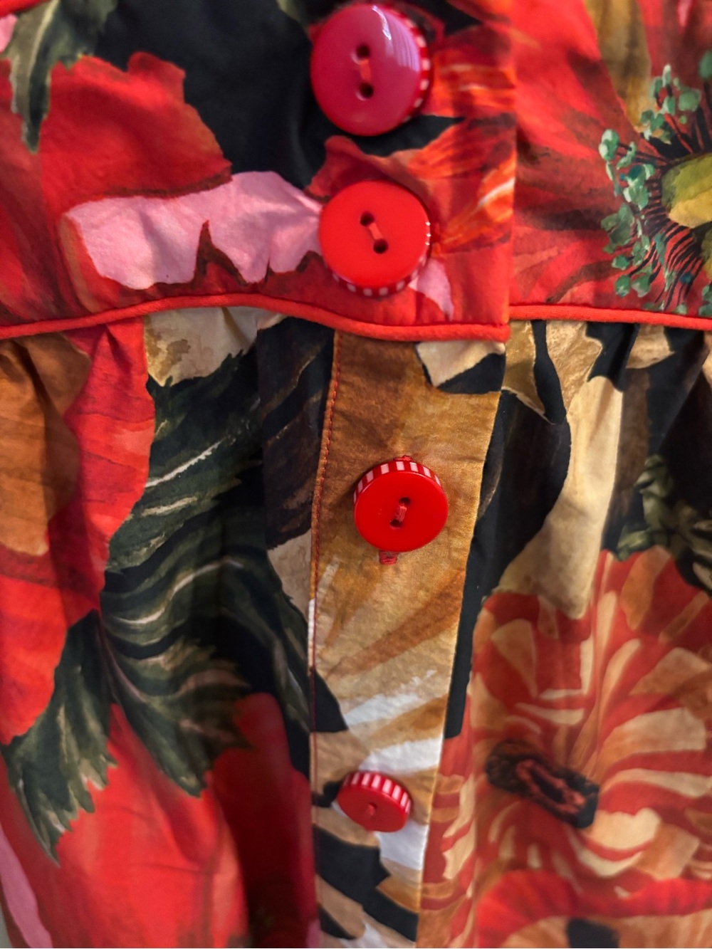 Floral Red V-Neck Long Sleeve Maxi Dress - Picture 4 of 4